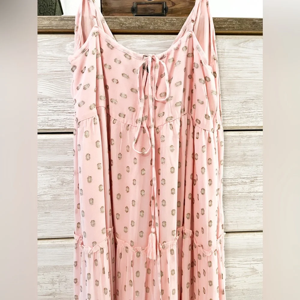 Red Dress Pink And Gold Print Maxi Dress Women’s Small - Picture 8 of 9